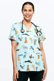 Down Under Dogs Women's 3-Pocket Scrub Top