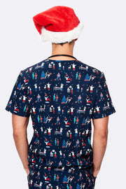 Christmas Chaos Men’s 3-Pocket Scrub Top