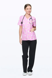 Loafing Corgis Women’s 3-Pocket Scrub Top