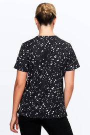 Black & White Confetti Women's 3-Pocket Scrub Top