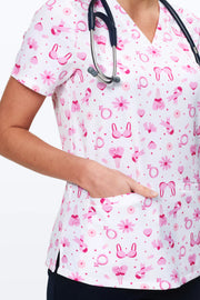 Breast Cancer Awareness Women's 3-Pocket Scrub Top