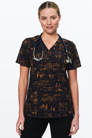 Haunted Hospital Women's 3-Pocket Scrub Top